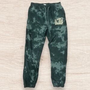 KEITH HARING Green Tie Dye Green Logo Joggers Sweatpants Streetwear Pants Sweats